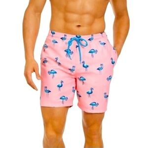 CLUB ROOM quick dry performance flamingo 7” swim trunks size medium